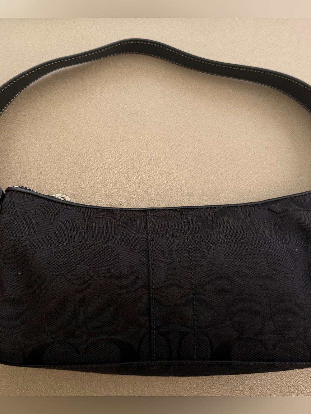 Coach Black Shoulder Bag with Subtle Signature Jacquard - Picture 3 of 5